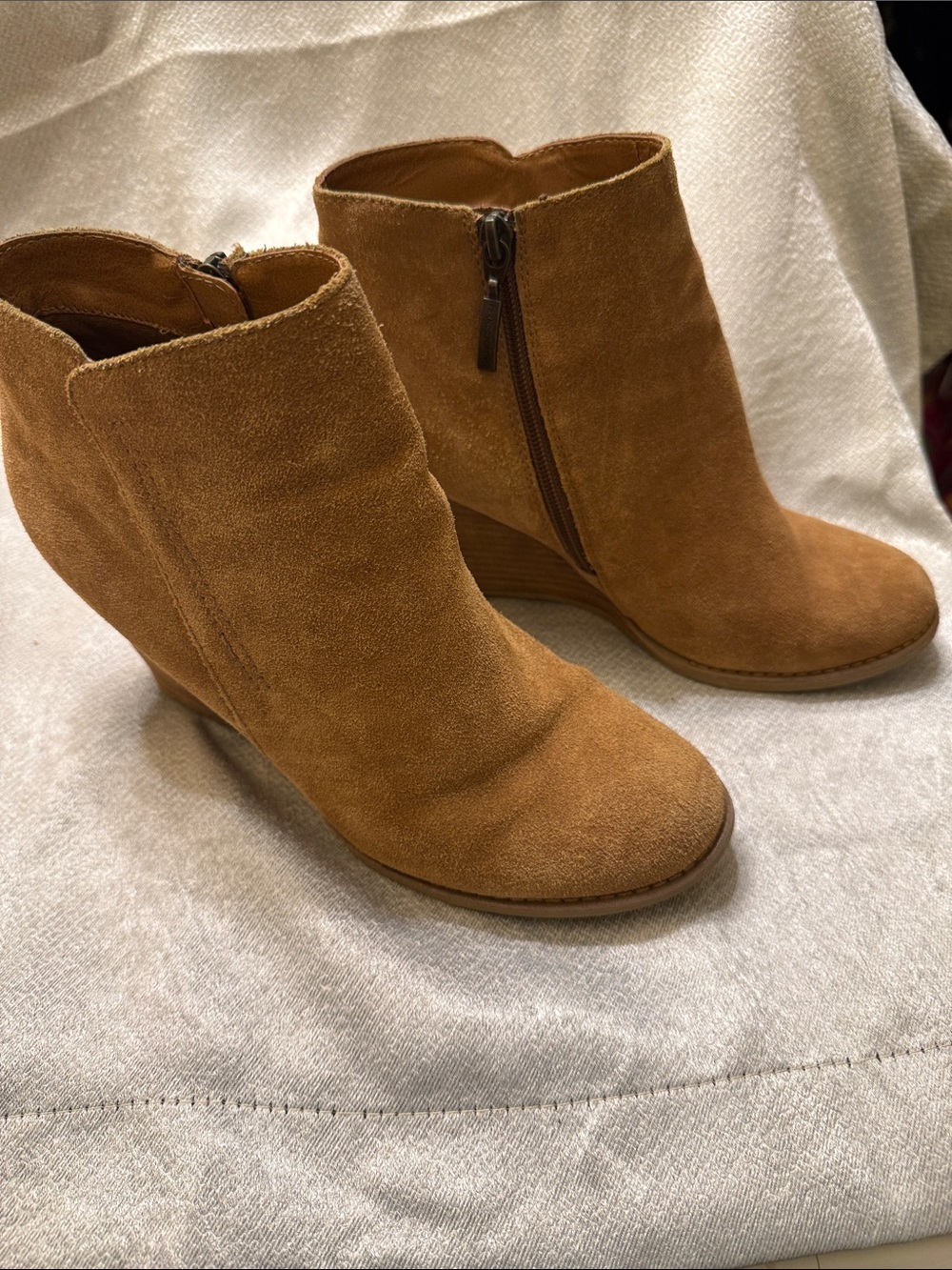 Franco Fortini Cognac Suede Wedge Ankle Boots